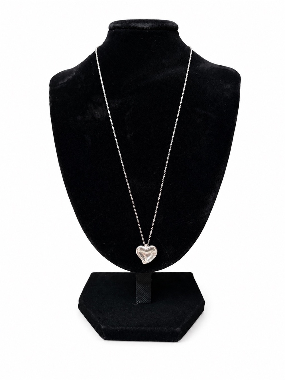Tiffany & Co Elsa Peretti Sterling Silver Full Heart Pendant Necklace 16"